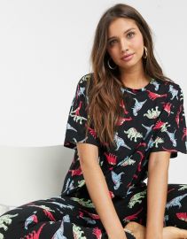 ASOS DESIGN neon dinosaur jersey tee  amp  legging pyjama set   ASOS at Asos